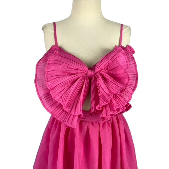 Sofie the Label pink front bow cut out ruffled dress - Picture 2 of 11